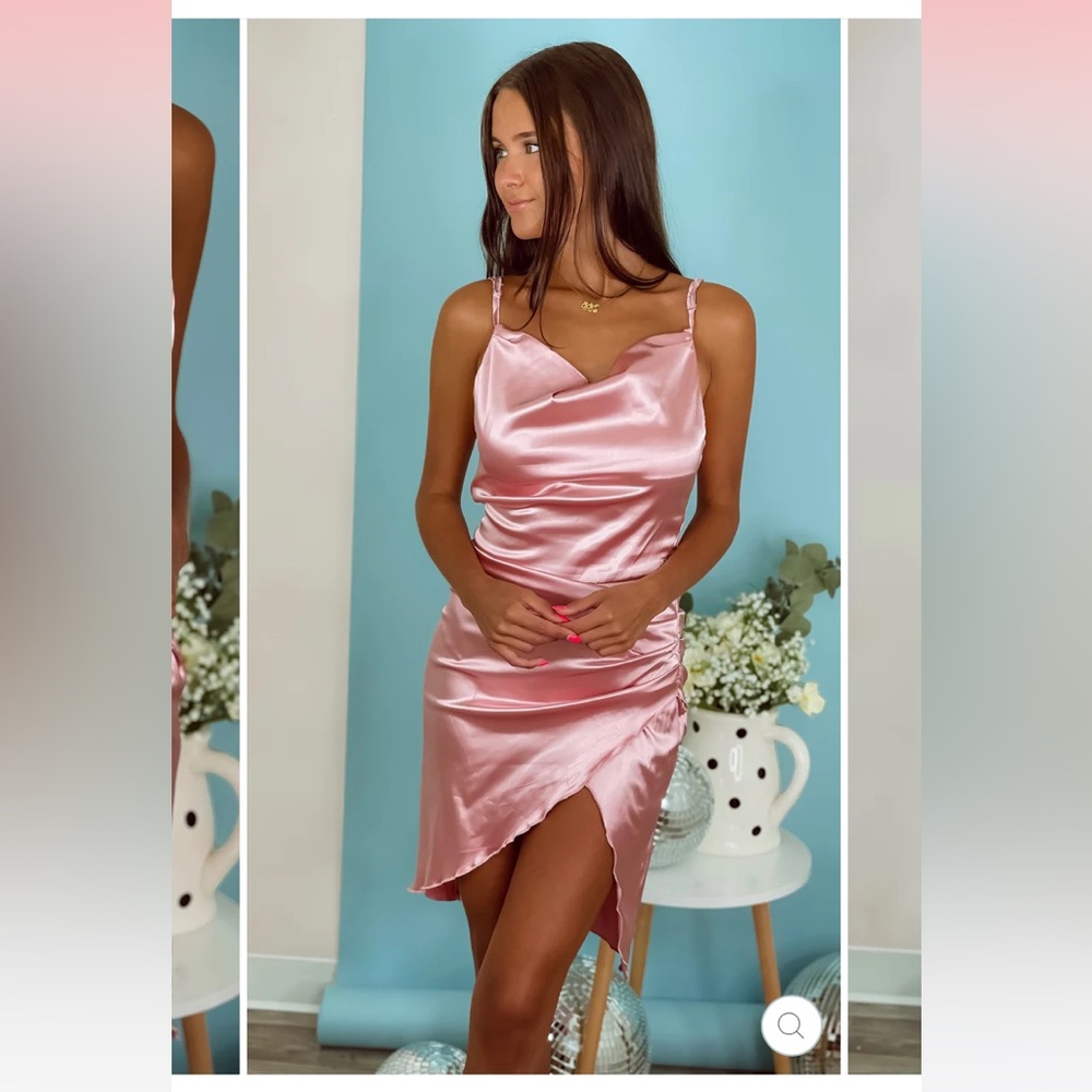 Take The Lead - Pink Satin Dress - Picture 2 of 3